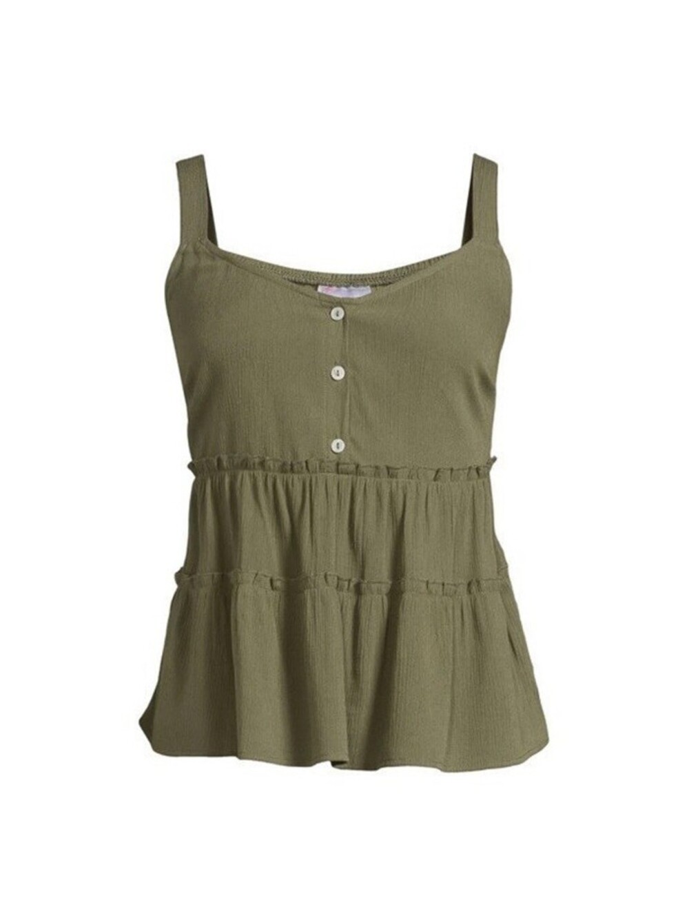 No Boundaries Gauzy Button Ruffle Tiered Baby Doll Tank Juniors Large 11/13